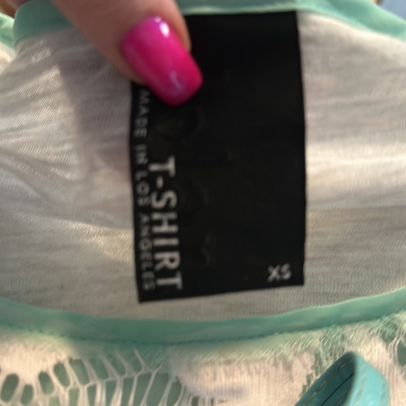 Dolan Grey and Green with Lace Overlay Super Soft Shirt Made in USA Size XS l - Picture 6 of 6